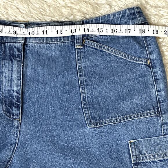 Jones New York Sport Women Size 14 Cropped Denim Jean Cargo Pants Pockets Beachy - Picture 3 of 10